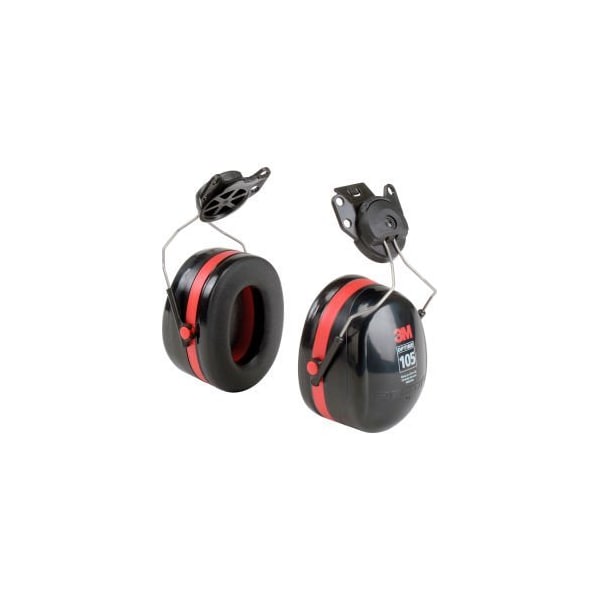 Optime Hard Hat Attached Earmuff, Black, Red